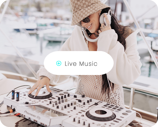 Live Music & DJs to create the perfect vibe on your private luxury yacht charter in Cabo San Lucas, MX