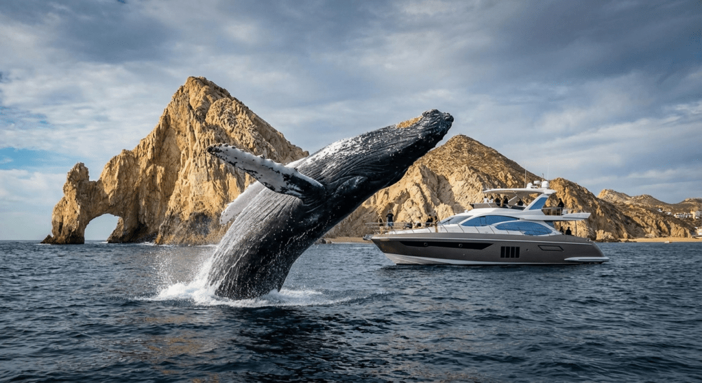 Humpback whale breaching dramatically